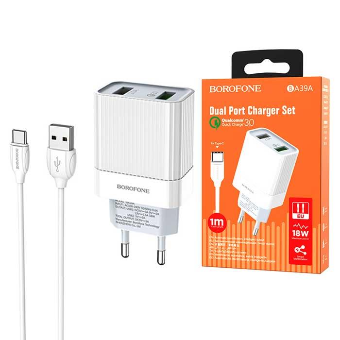 شارژر دیواری بروفون مدل BA39A همراه باکابل TypeC